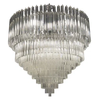 Pre-owned Venini Mid-century Modern Crystal Murano Glass Chandelier "triedri", 1984s In Transparent