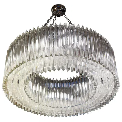 Pre-owned Venini Mid-century Modern Crystal Murano Glass Chandelier "triedri", 1996 In Transparent