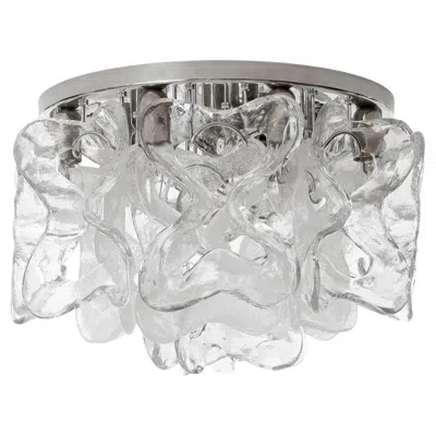 Pre-owned Venini Mid-century Modern Kalmar Flush Mount Light 'catena', Chrome Murano Glass, 1970s In Transparent