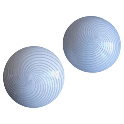 Pre-owned Venini Mid-century Modern Murano Swirl Glass Sconces Attributed To , 1970s In Purple