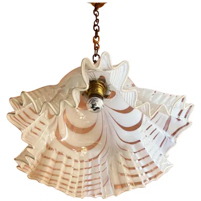 Pre-owned Venini Mid-century Modern Pendant Light In Murano Swirl Glass By , Circa 1970 In Sand
