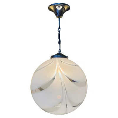 Pre-owned Venini Mid-century Modern Sphere Chandelier In Murano Swirl Glass By , Circa 1970 In Sand