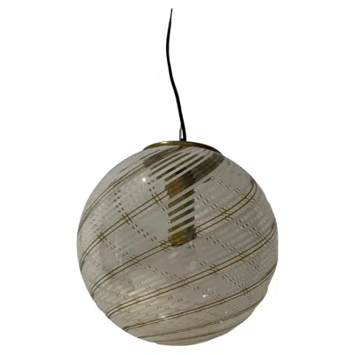 Pre-owned Venini Mid-century Modern Sphere Chandelier In Murano Swirl Glass By , Circa 1970 In Transparent