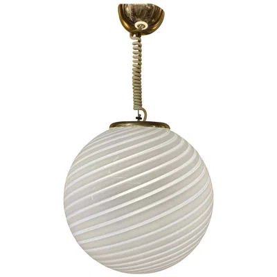 Pre-owned Venini Mid-century Modern Sphere Chandelier In Murano Swirl Glass By , Circa 1970 In Transparent