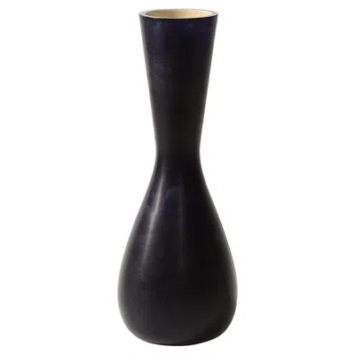 Pre-owned Venini Mid-century Two-toned Frosted Black Hand-blown Murano Glass Vase By