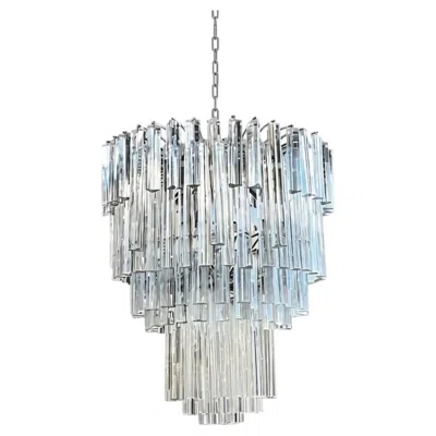Pre-owned Venini Mid-century  7-tier Murano Prism Triadri Chandelier In Clear