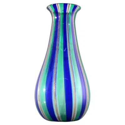 Pre-owned Venini Mid-century  Style Murano Blown Glass Vase, 1960s Italy In Blue