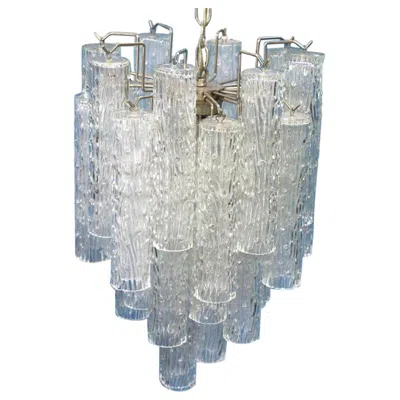 Pre-owned Venini Mid-century  Troncho Murano Glass Chandelier In Transparent