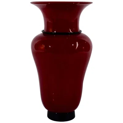 Pre-owned Venini Model 3321 Red And Black Glass Vase Attributed To Tomaso Buzzi For , 1940s