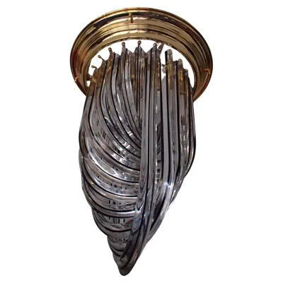 Pre-owned Venini Modern Elegant  "bluino" Chandelier Crystal Glass And Brass In Black