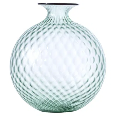 Pre-owned Venini Monofiore Balaton Sabbiato Glass Vase In Rio Green Ox Blood Thread By