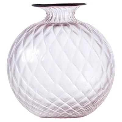 Pre-owned Venini Monofiore Balaton Sabbiato Short Glass Vase In Cipria Pink By