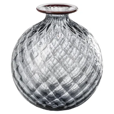 Pre-owned Venini Monofiore Balloton Large Vase In Grape Red Thread Murano Glass