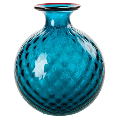 Pre-owned Venini Monofiore Balloton Medium Vase In Horizon Red Thread Murano Glass