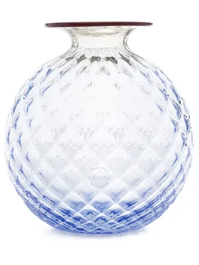 Venini Monofiori Balloton Murano-glass Vase (14cm) In Transparent/blu