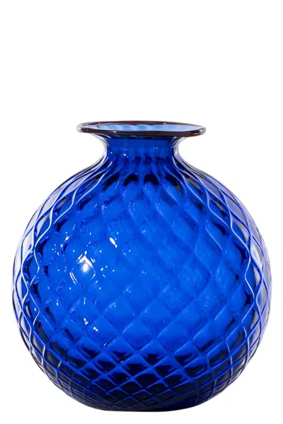 Venini 'monofiori Balloton' Vase H 16,5 Cm In Blue