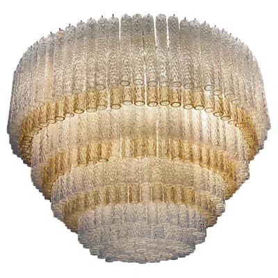 Pre-owned Venini Monumental Italian Murano Glass Chandelier Or Ceiling By Aureliano Toso In Sand