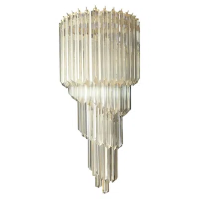 Pre-owned Venini Monumental Pair Of Vintage Murano Wall Sconce - 41 Trasparent Quadriedri In Sand