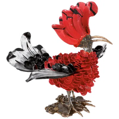 Pre-owned Venini Multicolor Glass Upupa Bird Sculpture By Toni Zuccheri In Gold