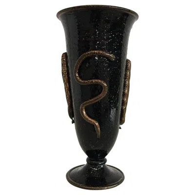 Pre-owned Venini Murano Artistic Vase "pulegoso" Napoleone Martinuzzi For  1930s In Black