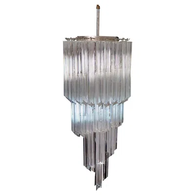 Pre-owned Venini Murano Big Chandelier In The Manner Of , 54 Quadriedri Prisms In Transparent