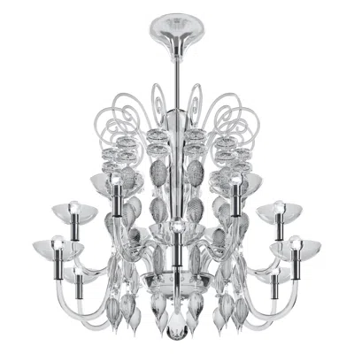 Pre-owned Venini Murano Blown Glass Neoclassic Chandelier Design By Carlo Scarpa  Official In Transparent