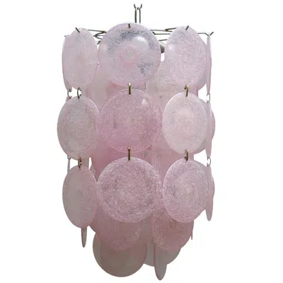 Pre-owned Venini Murano Chandelier With 54 Discs In Transparent