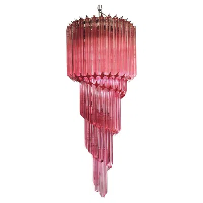 Pre-owned Venini Murano Chandeliers Crystal Pink Prism, Murano