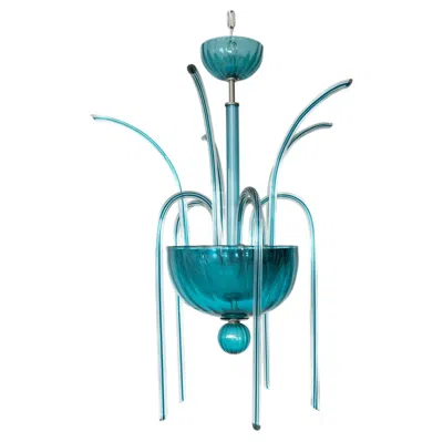 Pre-owned Venini Murano Fountain Chandelier N° 99.35 By , Italy, 1975 In Blue