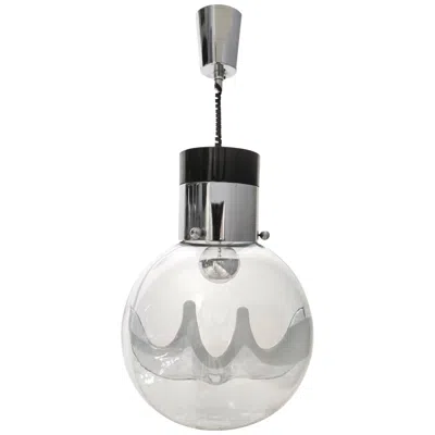 Pre-owned Venini Murano Glass And Varnished Metal Pendant By Toni Zuccheri For , Italy In Transparent
