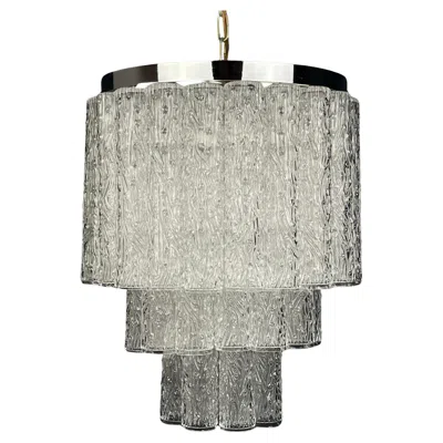 Pre-owned Venini Murano Glass Chandelier Tronchi By Toni Zuccheri For  Italy 1960s In Transparent