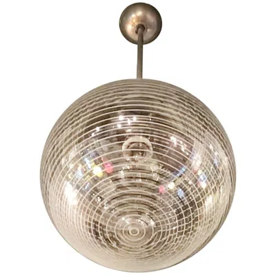 Pre-owned Venini Murano Glass Chrome Plated Brass Chandelier A Light, 1940 In Brown