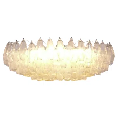 Pre-owned Venini Murano Glass Poliedri Chandelier Attributed To  In White