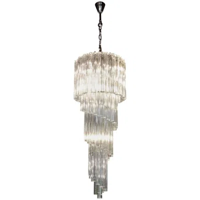 Pre-owned Venini Murano Glass Spiral Chandelier By  In Transparent