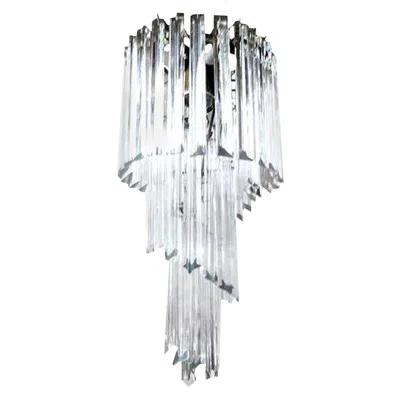 Pre-owned Venini Murano Glass Spiral Chandelier,  Style In Transparent