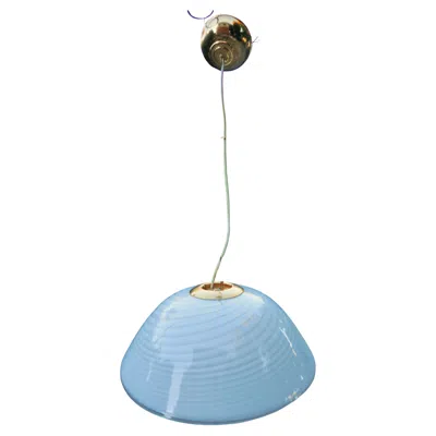 Pre-owned Venini Murano Glass Swirl Pendant Lamp. Spiral In Blue