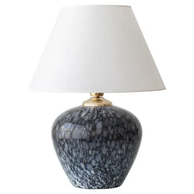 Pre-owned Venini Murano Glass Table Lamp, Black And White Spotted, Italy, Circa 1970s