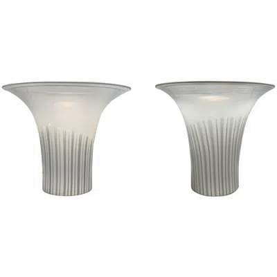 Pre-owned Venini Murano Glass Table Top Torcheres By Cenedese In Transparent