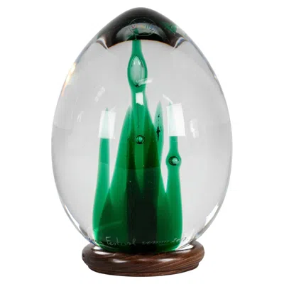 Pre-owned Venini Murano Glass “tree Of Life” Egg Sculpture, 2017, Edition 64/399 In Gray