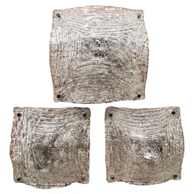 Pre-owned Venini Murano Glass Wall Sconce Set In Space Age Style, Steel, Italy, 1971 In Transparent