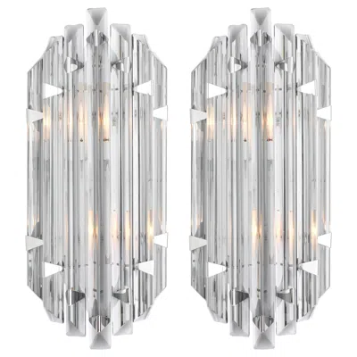 Pre-owned Venini Murano Grey Glass Pair Of Sconces In The Style Of  In Gray
