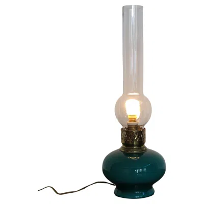 Pre-owned Venini Murano Italian Midcentury Brass Glass Table Lamp, 1950s In Black