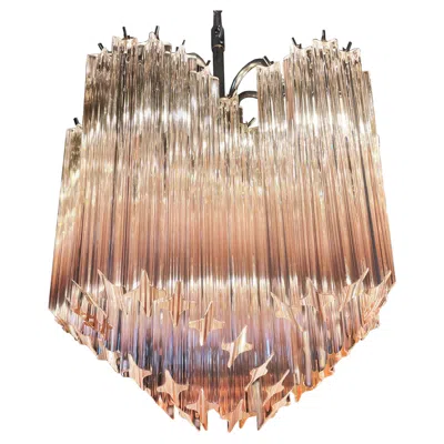 Pre-owned Venini Murano Pink Glass Chandeliers