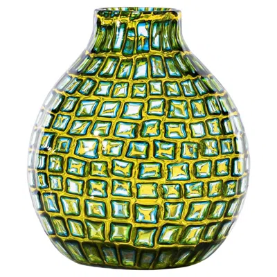 Pre-owned Venini Murrine Romane 520.20 Design Carlo Scarpa - Glass Vase - Damiani In Green