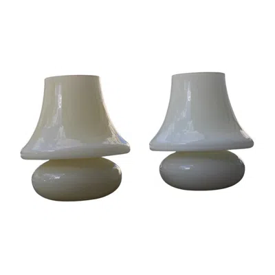 Pre-owned Venini Mushroom Table Lamps In Murano Glass  Style Design 1970s In Transparent