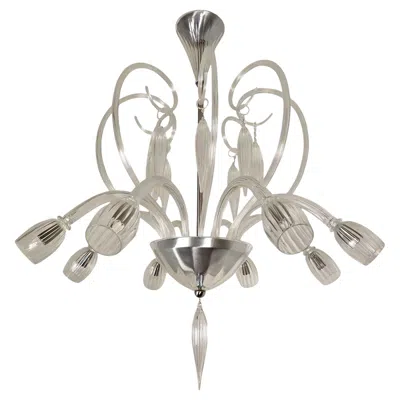 Pre-owned Venini Neoclassical Murano Glass Chandelier  Style Italy 1970s - Two Available In Transparent
