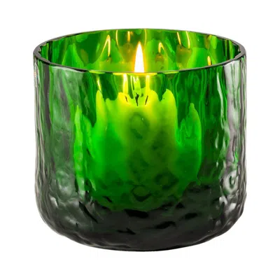 Pre-owned Venini Night In Venice Candleholder In Grass Green Balloton Glass By