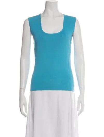 Pre-owned Venini Nylon Scoop Neck Top In Blue