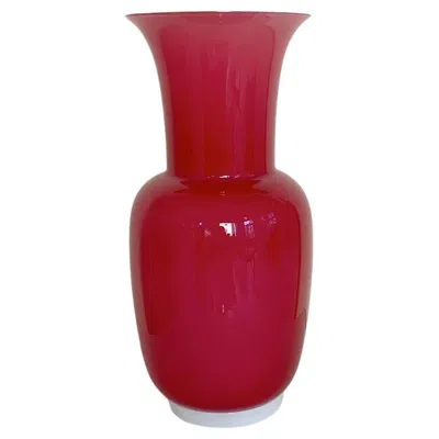 Pre-owned Venini Opaline Murano Glass Vase For  , Circa 1970, Italy. In Red