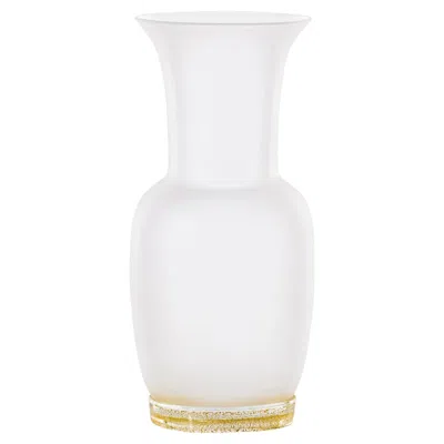 Pre-owned Venini Opalino 706.38 Small Gold Leaf/crystal - Murano Glass Vase - Damiani In Transparent